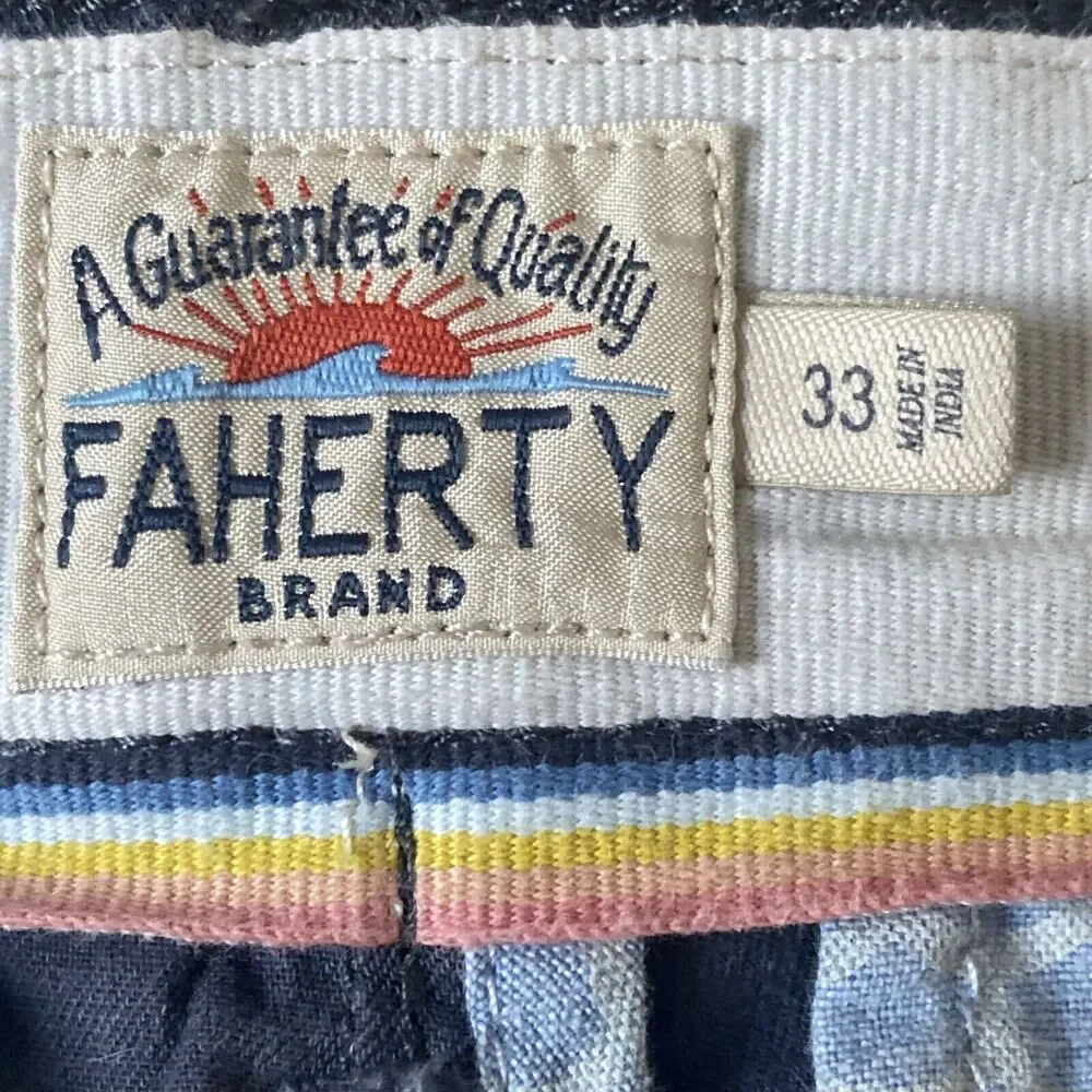 Faherty Chino Shorts Blue Organic Cotton/Tencel Bermuda Shorts Mem's Sz 33